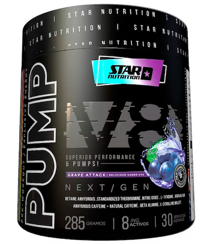 Suplemento Pre Workout Pre Entreno Cafeína Taurina 285 Gr STAR NUTRITION Pump V8 - $ 19.186
