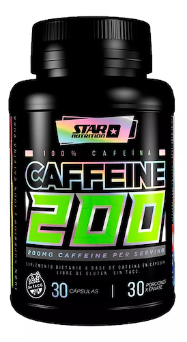 Suplemento A Base De Cafeína 30 Capsulas Sin Tacc Sin Gluten STAR NUTRITION Caffeine 200 - $ 4.551