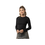RUSTY ESSENTIAL RIBBED LS TEE NEGRA
