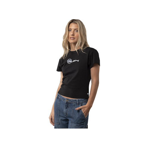 RUSTY WET TECH SKIMMER BABY TEE NEGRA