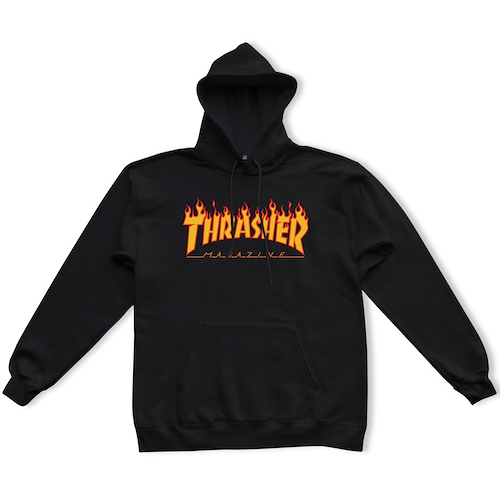 THRASHER HOODIE MEN FLAME NEGRO