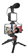 NETMAK NM-STREAM KIT STRAMING TRIPODE + MICROFONO + LUZ LED + SOPORTE