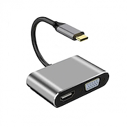 NETMAK NM-4EN1 HUB TIPO-C A (HDMI + USB 3.0 + TIPO-C + VGA)