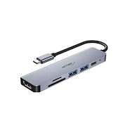 NETMAK NM-6EN1 HUB TIPO-C A (HDMI + TF + SD + USB2.0 + USB3.0 + USB-C PD)