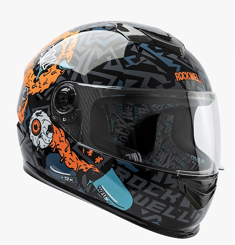 Casco Moto Rockwell  Zombie Gris Naranja - $ 77.000