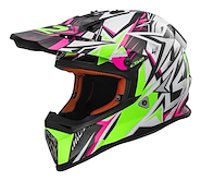 Casco Ls2 Mx 437 Cross Fast Strong White Red Pink