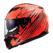 Casco Ls2 320 LAVA FLUO ORANGE BLACK Doble Visor C