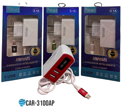 Cargador Inova Micro USB 3.1A 2USB - $ 4.149