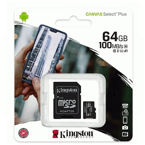 Memoria Kingston 64GB Clase 10 select plus - $ 12.300