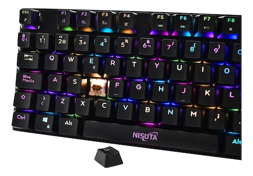 Teclado mecánico gamer Nisuta RGB de 88 teclas c/soft Z88 - $ 78.800