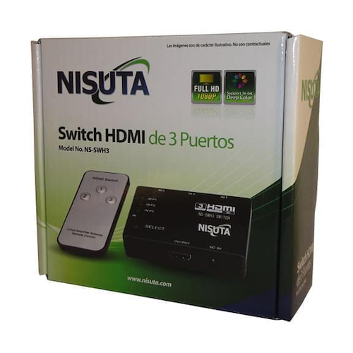 Switch HDMI 3 entradas Nisuta NS-SWH3 - $ 29.960