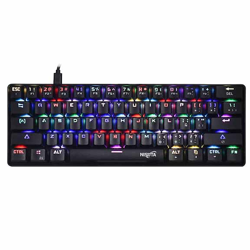 Teclado Mecanico Gamer Nisuta RGB de 61 Teclas con Software - $ 41.980