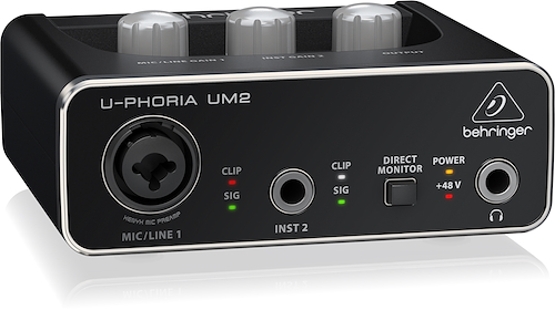 BEHRINGER UM2 Audiophile 2x2 USB Audio Interface with XENYX Mic Preamplif - $ 150.100