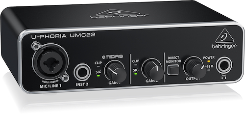 BEHRINGER UMC22 Audiophile 2x2 USB Audio Interface with MIDAS Mic Preamplif - $ 176.000