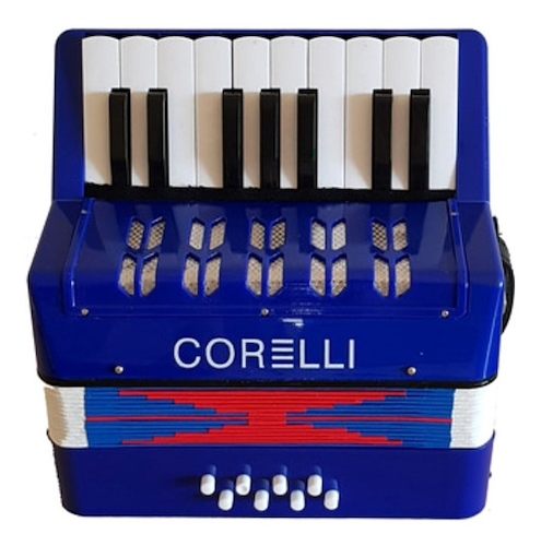 CORELLI WHC104 BL Acordeon a Piano | 17 teclas | 8 Bajos | Con Correa | Azul - $ 68.440