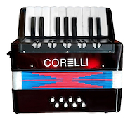 CORELLI WHC104 BK Acordeon a Piano | 17 teclas | 8 Bajos | Con Correa | Negra