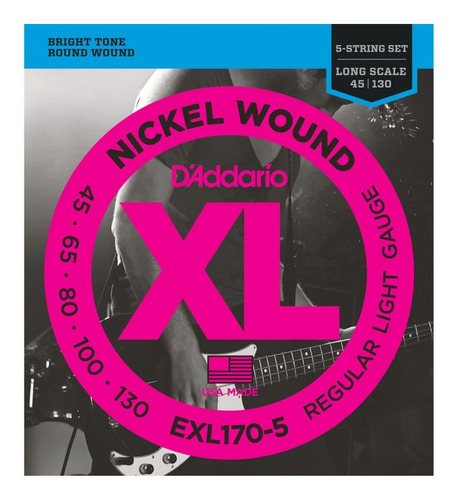 DADDARIO Strings EXL170-5 Encordado | Bajo 5c. | 045-065-080-100-130 | Nickel Wound | - $ 68.040