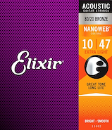 ELIXIR 11002    Extra Light (.010-.047) Acoustic 80/20 Bronze con recubrimiento NANOWEB
