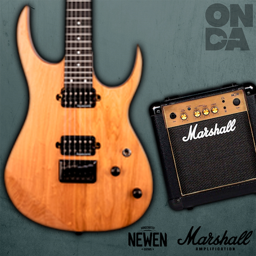 MARSHALL MG 10 CF Gold/Rock Natural Wood Combo Marshall 10 wat.- 2 can/Guitarra Newen ROCK - $ 395.067