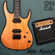 MARSHALL MG 10 CF Gold/Rock Natural Wood Combo Marshall 10 wat.- 2 can/Guitarra Newen ROCK