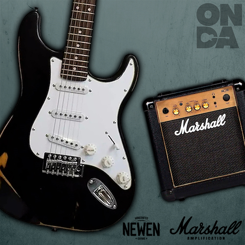 MARSHALL MG 10 CF Gold/ NEWEN RELIC ST BLACK Combo Marshall 10 wat.- 2 can/Guitarra Newen Stratocaster - $ 367.907
