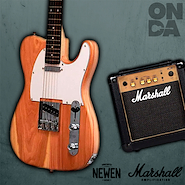 MARSHALL MG 10 CF Gold/TL Natural Wood Combo Marshall 10 wat.- 2 can/Guitarra Newen Telecaster