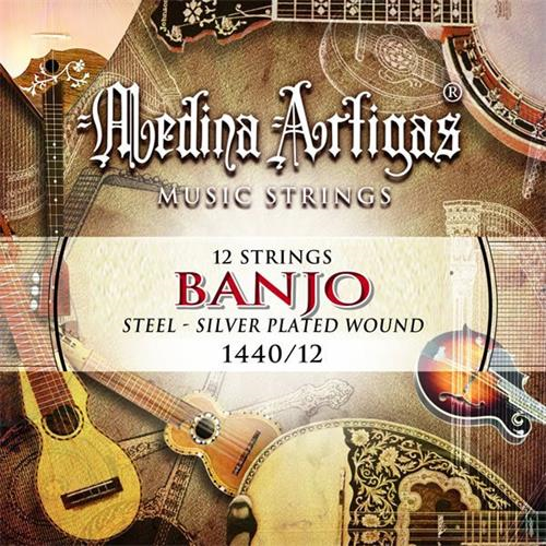 MEDINA ARTIGAS 011440/12 ENCORDADO  BANJO MED. ART. BRONCE 12C. - $ 13.490