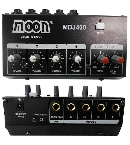 MOON AUDIO PRO MDJ400 MIXER DE 4 CANALES DE 6,35 MONO CON CONTROL DE POR CANAL - $ 44.900
