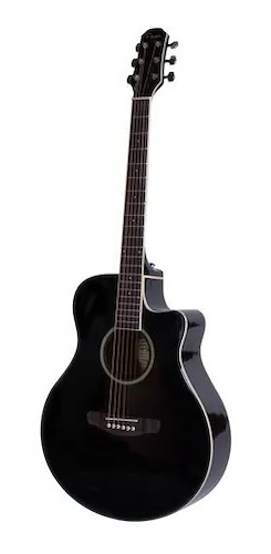PARQUER GAC109MCBK GUITARRA ACUSTICA MINI JUMBO CON CORTE CUSTOM NEGRA C/FUNDA - $ 217.800