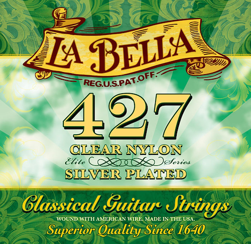 LA BELLA 427ELT Enc.P/Clasica Elite Series Clear Nylon/Silver Plated Wound