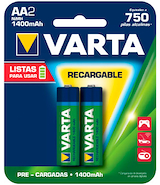 HR03 PILA AAA X 2 VARTA RECARGABLES  PRE CARGADAS 650 MAH