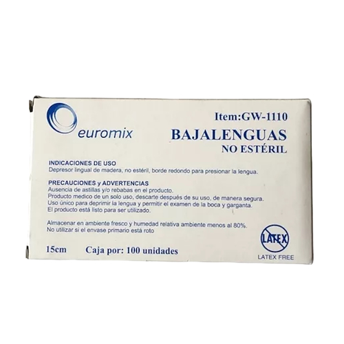 Bajalengua descartable de madera x 100 unidades Adulto EUROMIX
