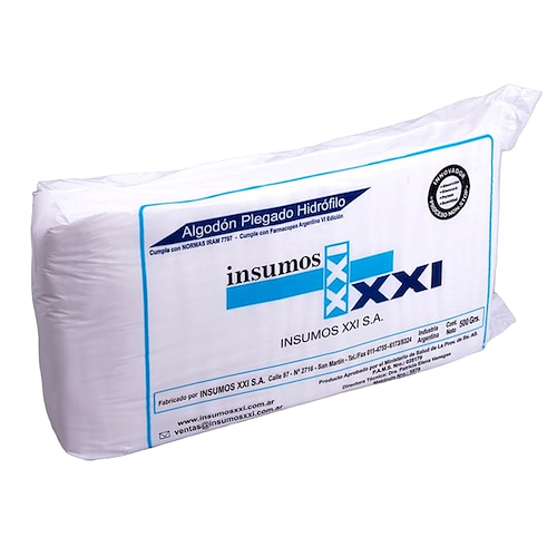 Algodon hidrofilo plegado 500 grs INSUMOS XXI