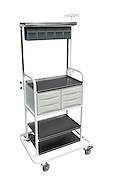 Carro de paro acero Inoxidable portasuero 70x50x80x150h cm 4 planos + 6 cajones (plásticos) PIERO
