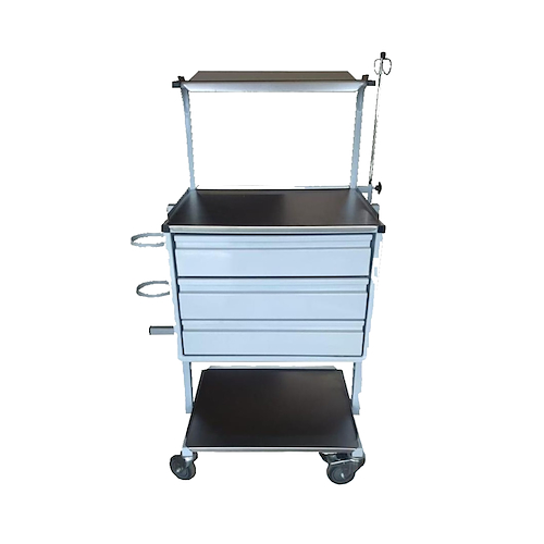 Carro de paro c/plano inoxidable 3 cajones (chapa) PIERO