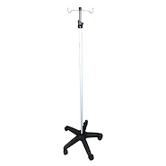 Pie suero base estrella rodante 2 ganchos (acero inox) VRH