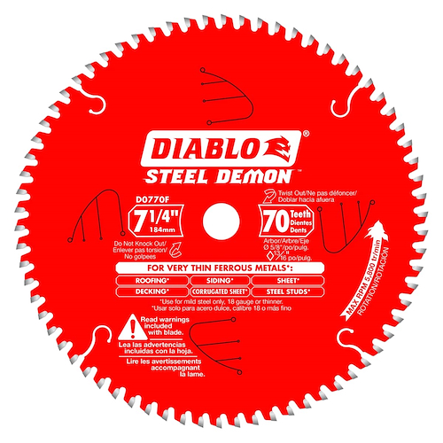 Hoja Sierra Circular Diablo 184mm 70d P/ Metales Muy Finos D0770F DIABLO