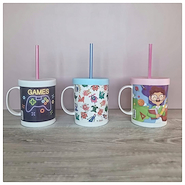 TAZA RECTA INFANTIL CON TAPA Y SORBETE