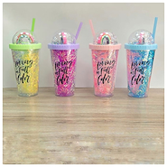VASO IMPORTADO CON FRASE Y SORBETE