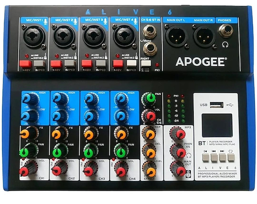 APOGEE Alive 6 Consola 4 canales Mono (MIC / LINE) + 1 canal estéreo - $ 152.715