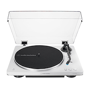 AUDIO-TECHNICA AT-LP70XBT-WS Bandeja Giradisco color Blanca c/detalle Plateado Bluetooth.
