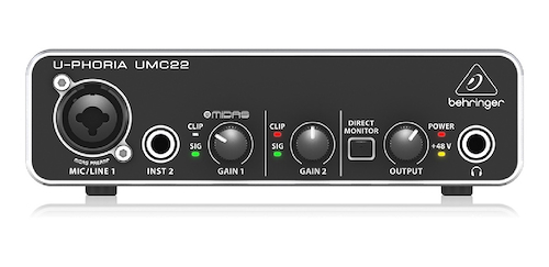 BEHRINGER UMC22 Interface de Audio USB Audiophile 2x2 USB MIDAS Preamp - $ 171.088