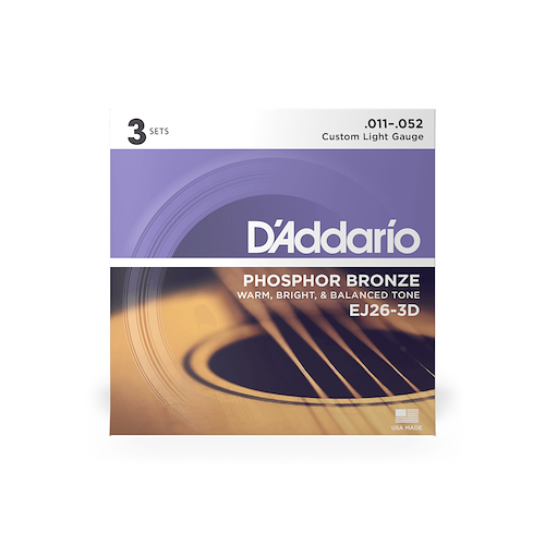 DADDARIO Strings EJ26-3D Encordado Guitarra Acústica Bronce Fosforado .011-052 - $ 16.005
