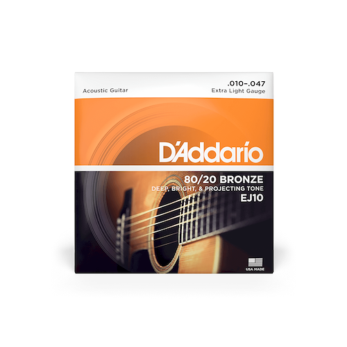 DADDARIO Strings EJ10 Encordado Guitarra Acústica 80/20 Bronce .010-.047 - $ 15.556