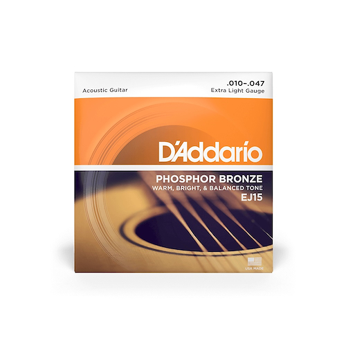 DADDARIO Strings EJ15 Encordado Guitarra Acústica Bronce Fosforado .010-047 - $ 18.795