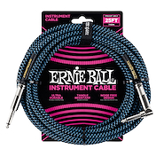 ERNIE BALL P06060 <br/>Cable Instrumento TEXTIL 7.5M PLUG R-L NEGRO/AZUL