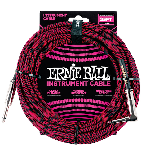 ERNIE BALL P06062 Cable Instrumento TEXTIL 7.5M PLUG R-L NEGRO/ROJO - $ 62.630