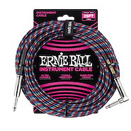 ERNIE BALL P06063 <br/>Cable Instrumento TEXTIL 7.5M PLUG R-L NEG/ROJ/AZU/BCO