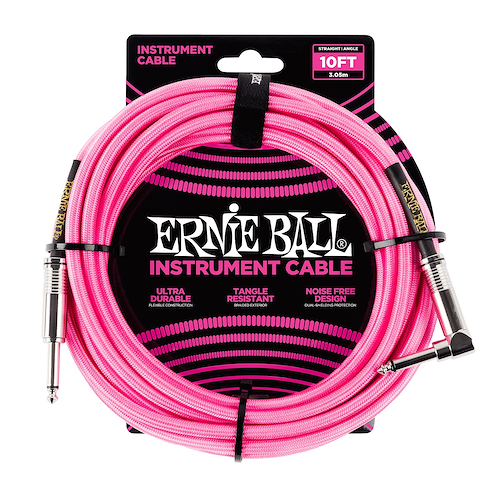 ERNIE BALL P06078 Cable Instrumento TEXTIL 3M PLUG R-L ROSA - $ 38.396