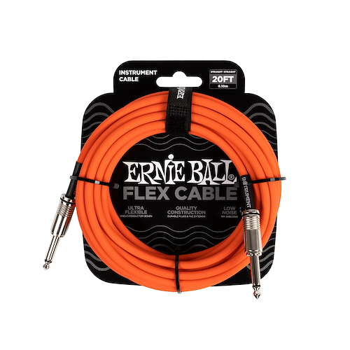 ERNIE BALL P06421 Cable Instrumento FLEXIBLE PVC 6M PLUG R-R NARANJA - $ 41.479